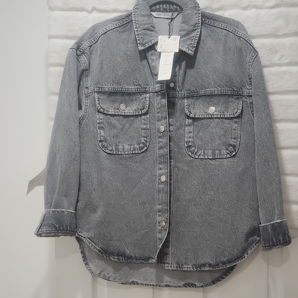 Zara Charcoal Gray Denim Jacket